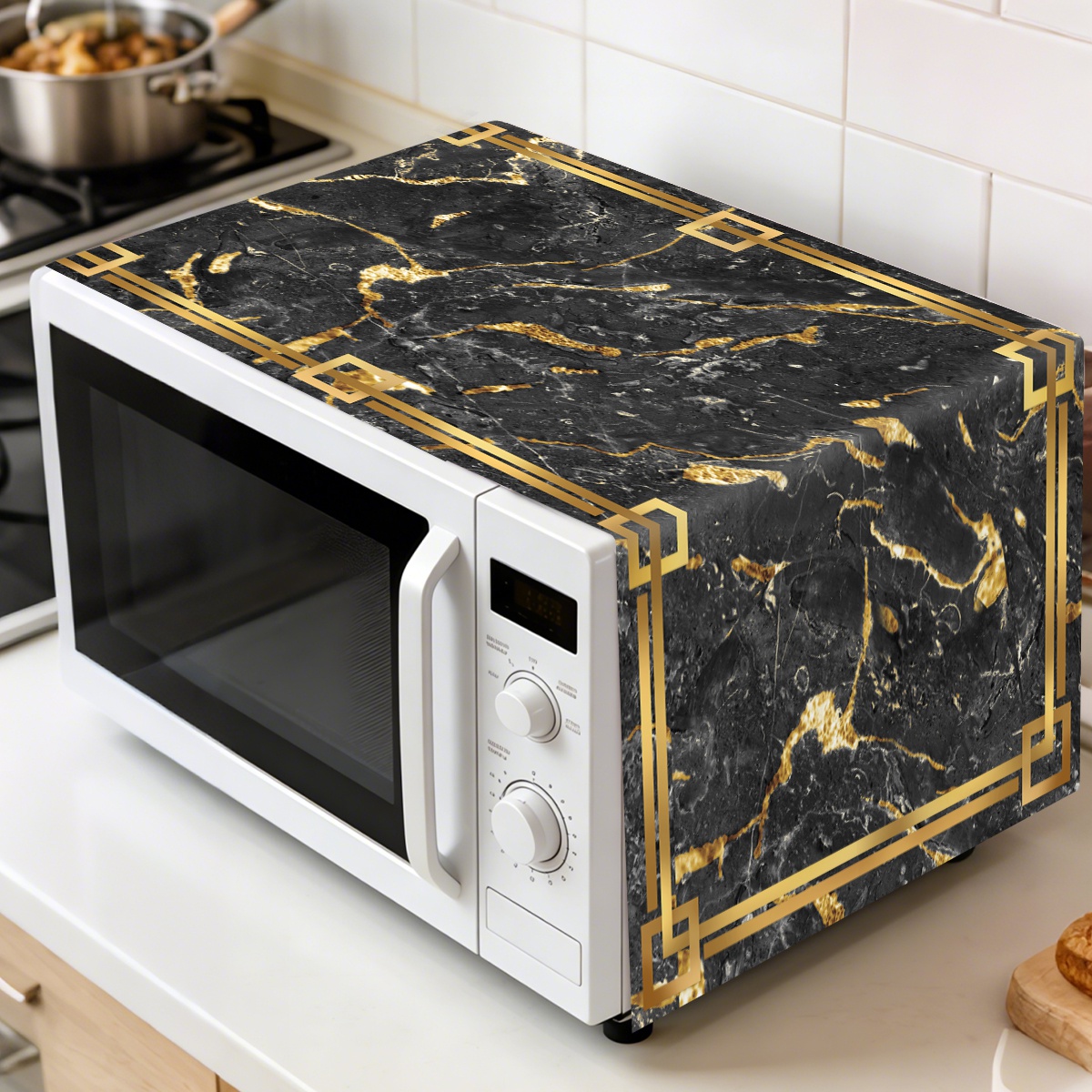 Interior Design Kitchen - 1pc Black Gold Oven Dust Cover