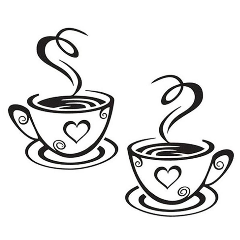 Interior Design Kitchen - Dual Coffee Cup Sticker Removable Diy
