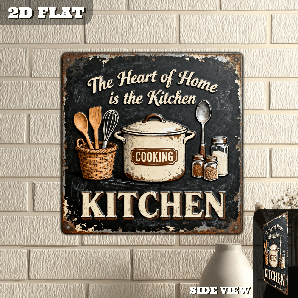Interior Design Kitchen - Vintage Metal Kitchen Wall Decor Sign