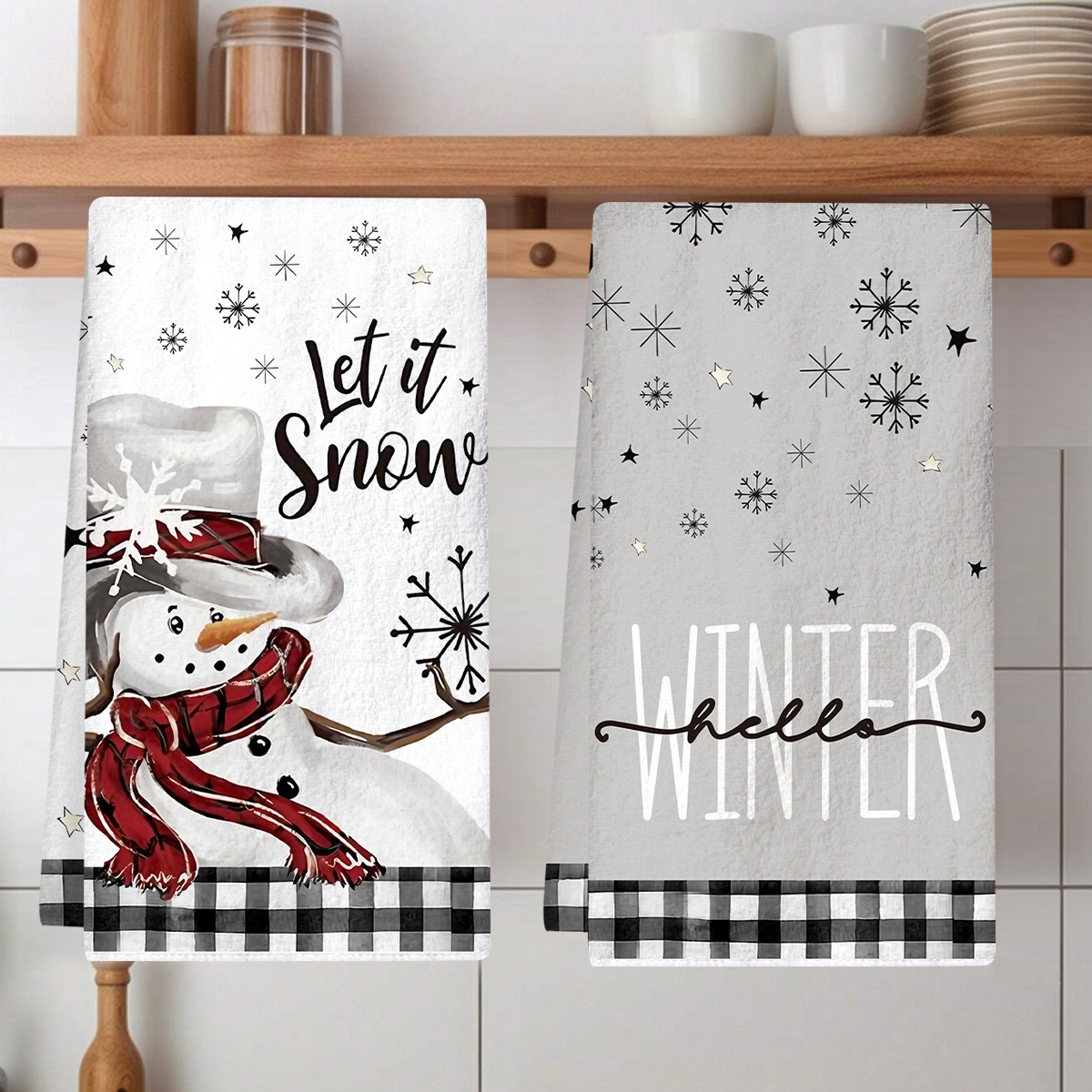 Interior Design Kitchen - 2pcs Christmas Kitchen Towels Snowman Design