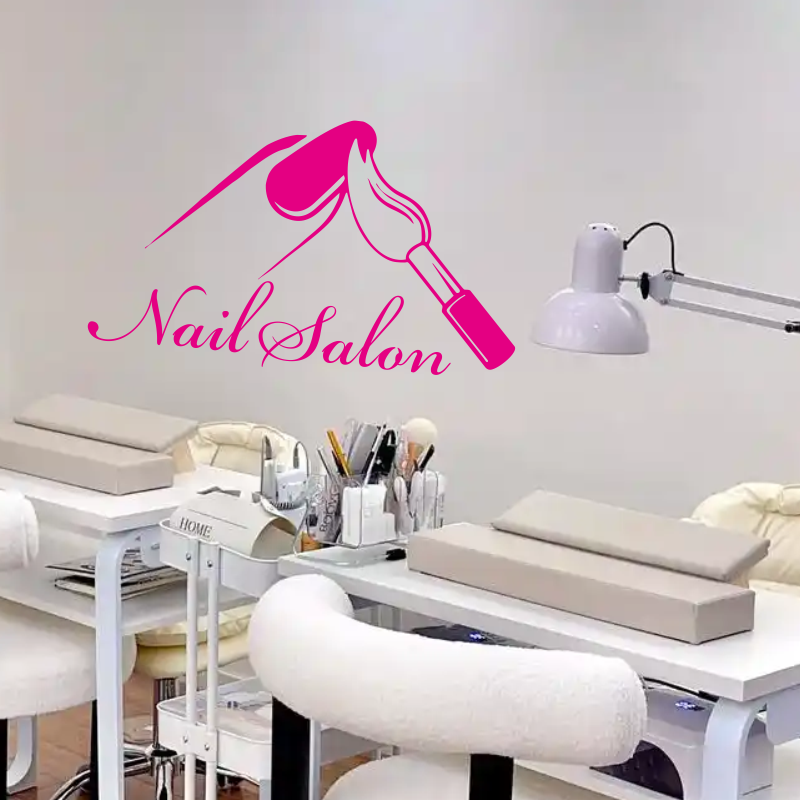 Nail Salon Shop Wall Decal Man - Interior Design Nail Salon บทวิจารณ์และราคา